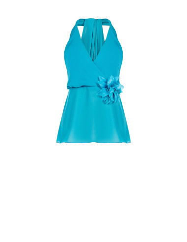 Georgette Top With Flower Brooch Rinascimento