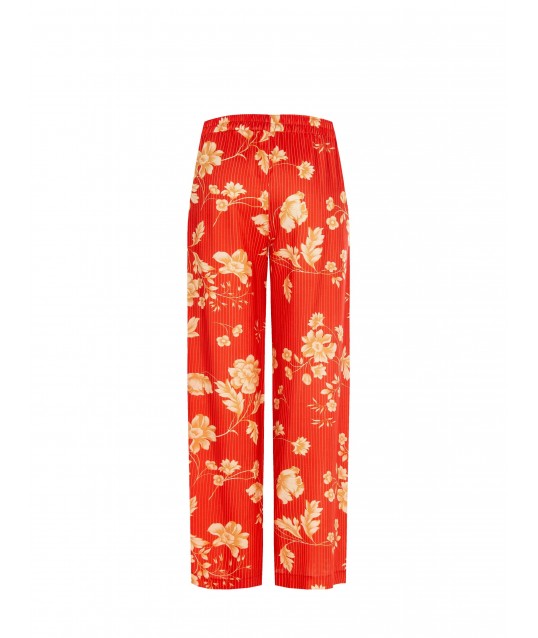 Pantalon de palazzo à motif de fleurs Rinascimento