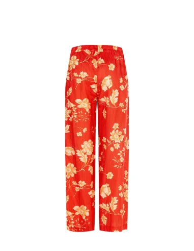 Pantalon de palazzo à motif de fleurs Rinascimento