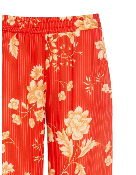 Pantalon de palazzo à motif de fleurs Rinascimento