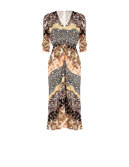 Long Dress with Ruched Bodice and Back Zip Rinascimento