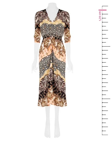 Long Dress with Ruched Bodice and Back Zip Rinascimento