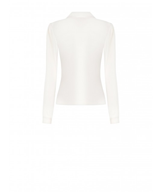 Rinascimento Ring Neckline Satin Blouse With Hook At Collar