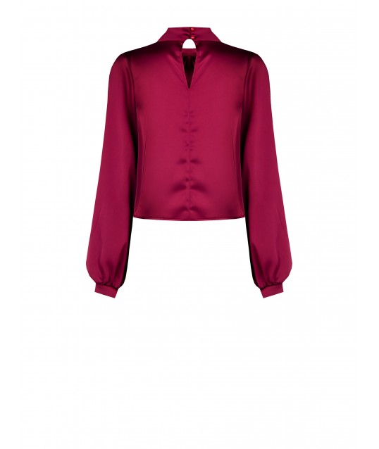 Fluid Satin Square Blouse With Pleats Rinascimento