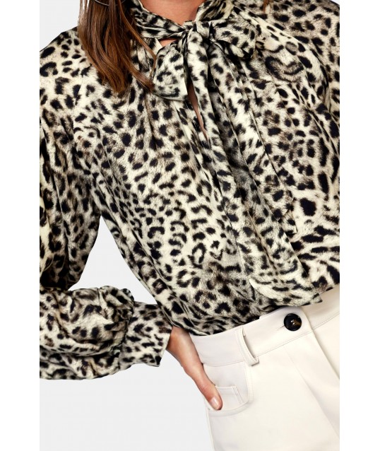 Animal Print Shirt With Dixie Bow