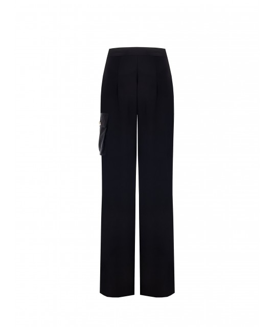 Crepe Palace Trousers With Nylon Pocket And Button Logo Rinascimento