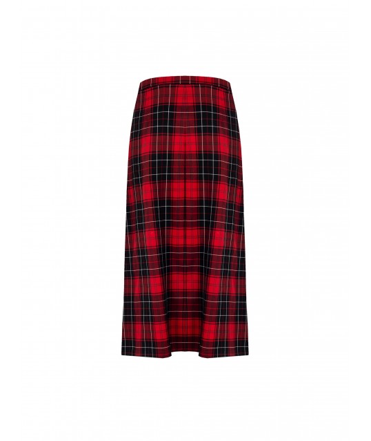 Long Tartan Wallet Pleated Skirt With Leatherette Straps Rinascimento