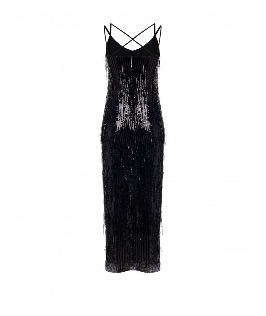 Rinascimento Sequins Covered Long Slip Dress