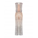 Straight One-piece Suit Covered In Shimmering Sequins With Cut-Out Back Rinascimento