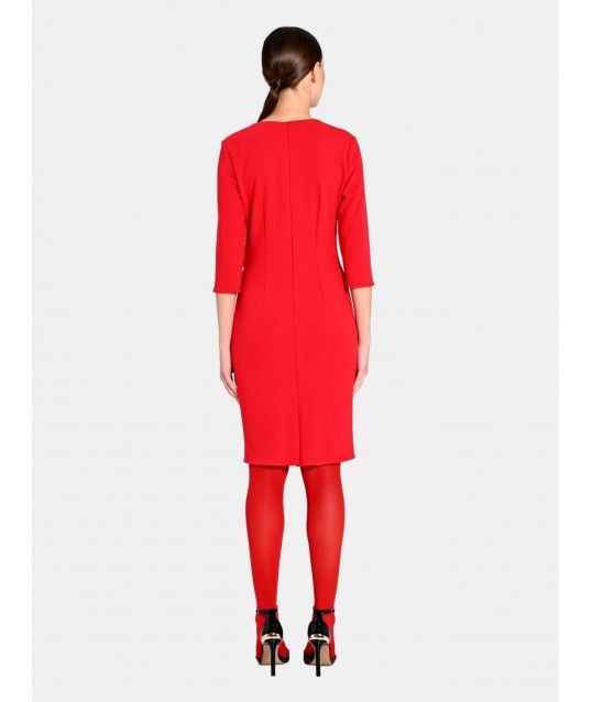 Red Sheath Dress With Rouche Rinascimento