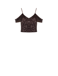 Sequin Covered Crop Top Rinascimento - Vestiti Firmati Life Smiles