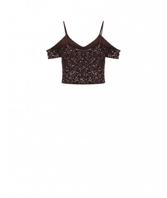 Sequin Covered Crop Top Rinascimento