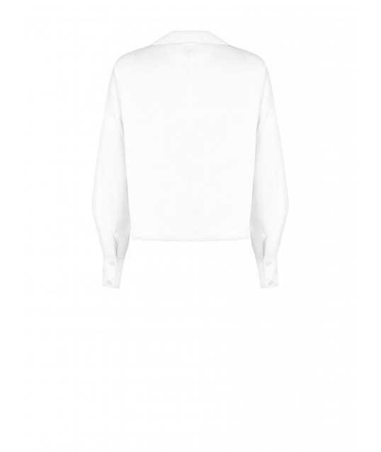 Rinascimento Mixed Cotton V-neck Asymmetrical Balloon Shirt