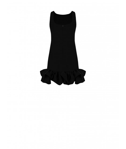 Rinascimento Short A-line Dress in Technical Fabric with Maxi Ruffles