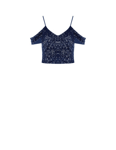 Sequin Covered Crop Top Rinascimento - Vestiti Firmati Life Smiles