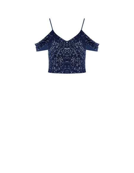 Sequin-Covered Crop Top Rinascimento