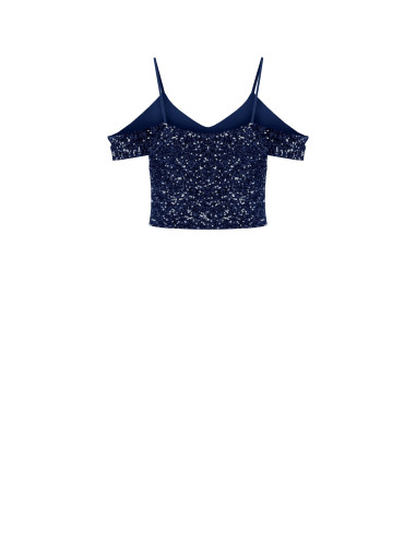Sequin Covered Crop Top Rinascimento - Vestiti Firmati Life Smiles