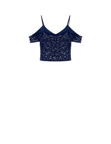 Sequin-Covered Crop Top Rinascimento