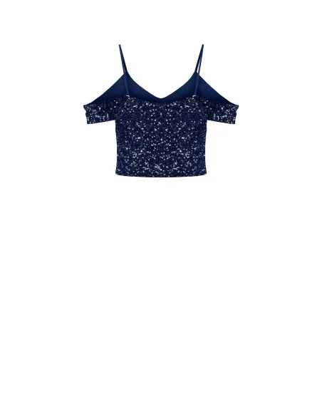 Sequin-Covered Crop Top Rinascimento