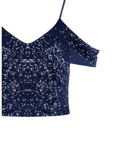 Sequin Covered Crop Top Rinascimento - Vestiti Firmati Life Smiles