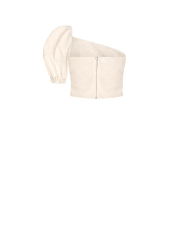 Rinascimento Jacquard Satin One-Shoulder Crop Top - Vestiti Firmati...