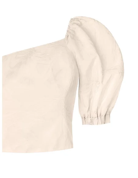 One-Shoulder Jacquard Satin Crop Top Rinascimento