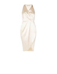 Robe portefeuille courte en satin légèrement froncée Rinascimento