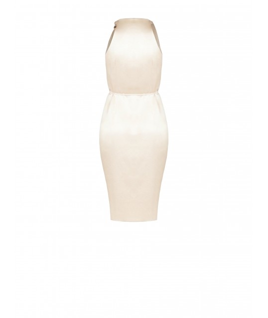 Robe portefeuille courte en satin légèrement froncée Rinascimento