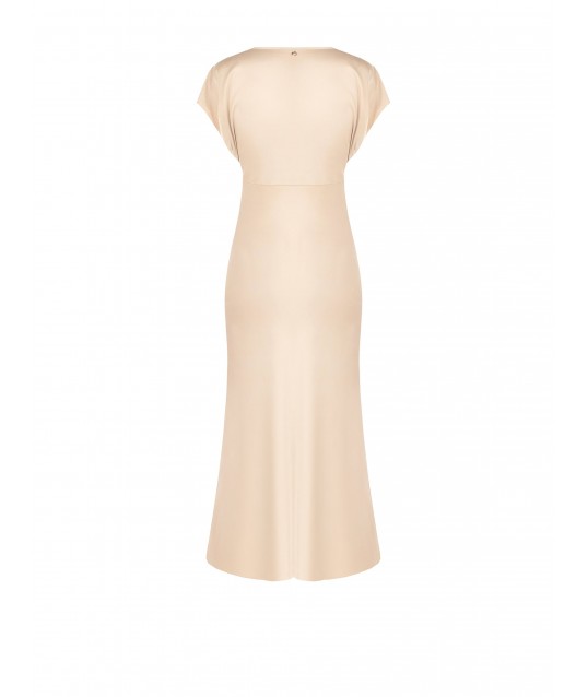 Robe midi à col en V en viscose mélangée Rinascimento