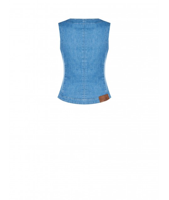 Rinascimento Lightweight Stretch Denim Long Fit Waistcoat