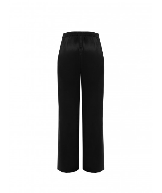 Opaque Satin Palace Trousers With Pockets And Elasticated Back