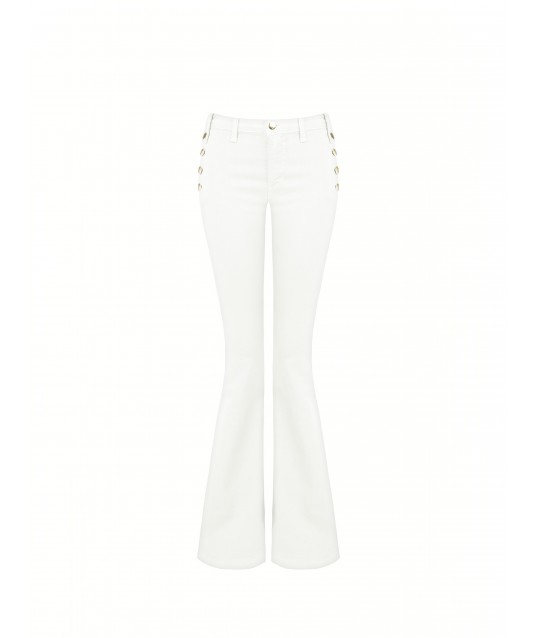 Elasticated Flared Jeans With Buttons Rinascimento