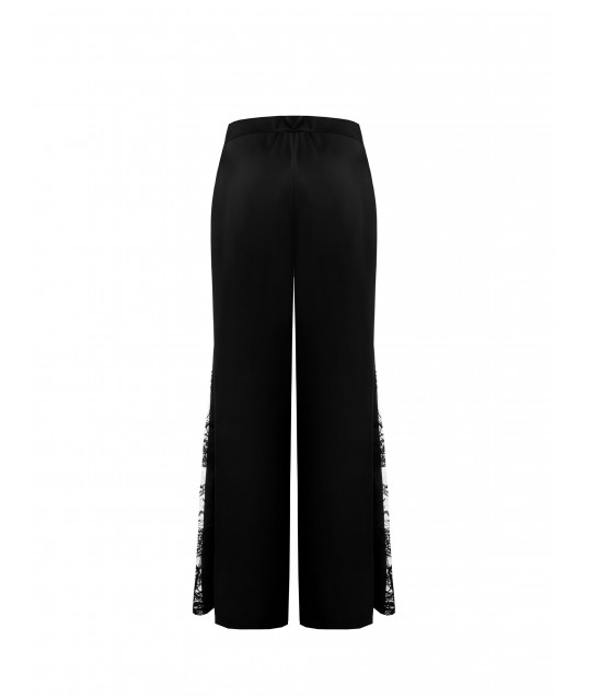 Satin Palace Trousers With Lace Insert On Side Rinascimento