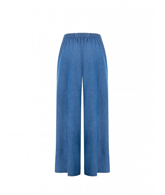 Extra-Large Pleated Palace Trousers In Lightweight Denim Rinascimento