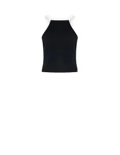 Fitted Crop Top in Technical Fabric with Bow at the Back Rinascimento