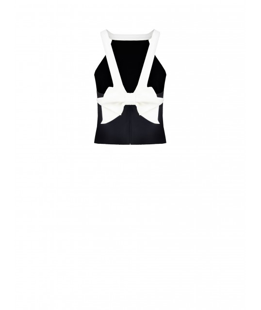 Technical Fabric Crop Top with Back Bow Rinascimento