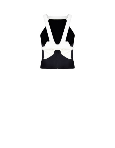Technical Fabric Crop Top with Back Bow Rinascimento - Vestiti Firm...