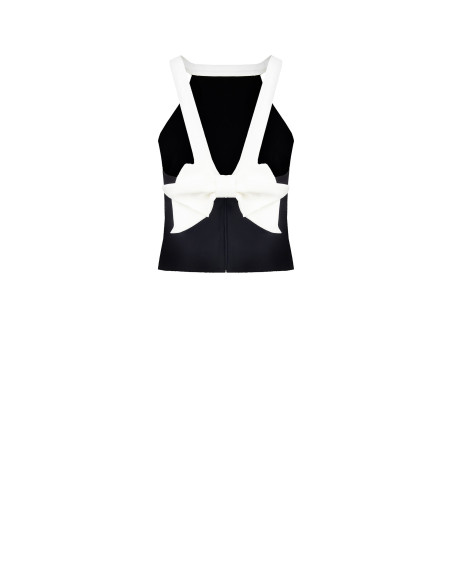 Crop Top Aderente In Tessuto Tecnico Con Fiocco Dietro Rinascimento