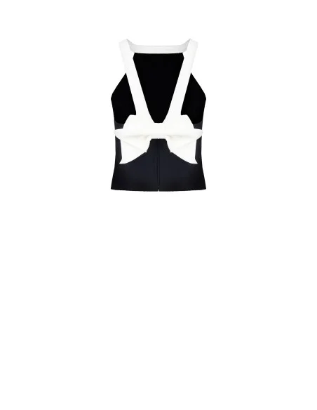 Crop top ajusté en tissu technique avec nœud à l’arrière Rinascimento