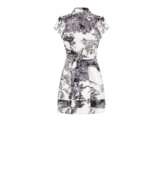 Short Ruffle Chemise Dress with Jungle Pattern and Coordinated Belt Rinascimento