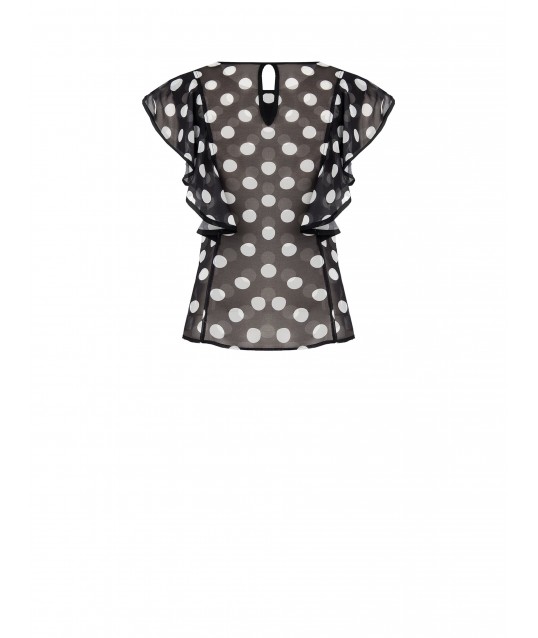 Fluid Georgette Polka Dot Blouse With Ruffles Rinascimento