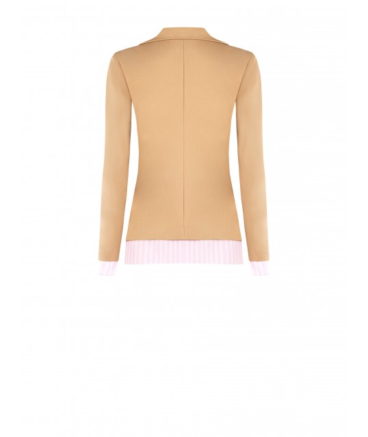 Rinascimento Polyester Blazer Jacket With Striped Inserts