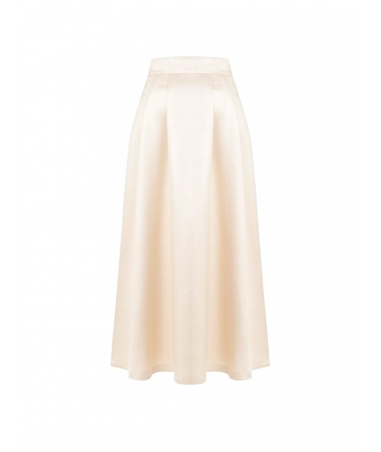 Metallic Satin Wheeled Long Skirt With Rinascimento Slit