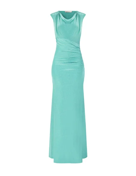 Lurex Glitter Effect Fitted Long Dress With Straps Rinascimento