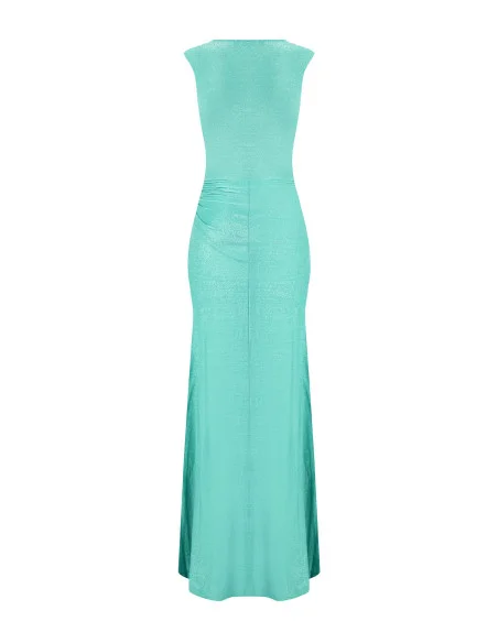 Lurex Glitter Effect Fitted Long Dress With Straps Rinascimento