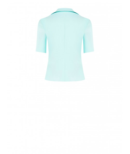 Rinascimento Bi-Stretch fabric polo shirt with rhinestone bows on collar