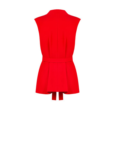 Veste blazer ouverte sans manches en tissu fluide avec ceinture coordonnée Rinascimento
