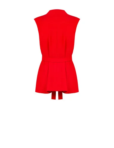 Veste blazer ouverte sans manches en tissu fluide avec ceinture coordonnée Rinascimento