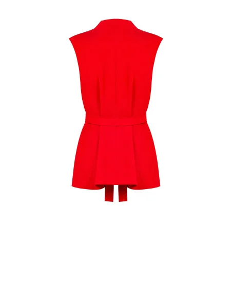 Giacca Blazer Aperta Smanicata In Tessuto Fluido Con Cintura Coordinata Rinascimento