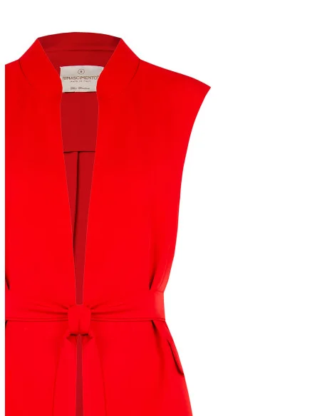 Veste blazer ouverte sans manches en tissu fluide avec ceinture coordonnée Rinascimento